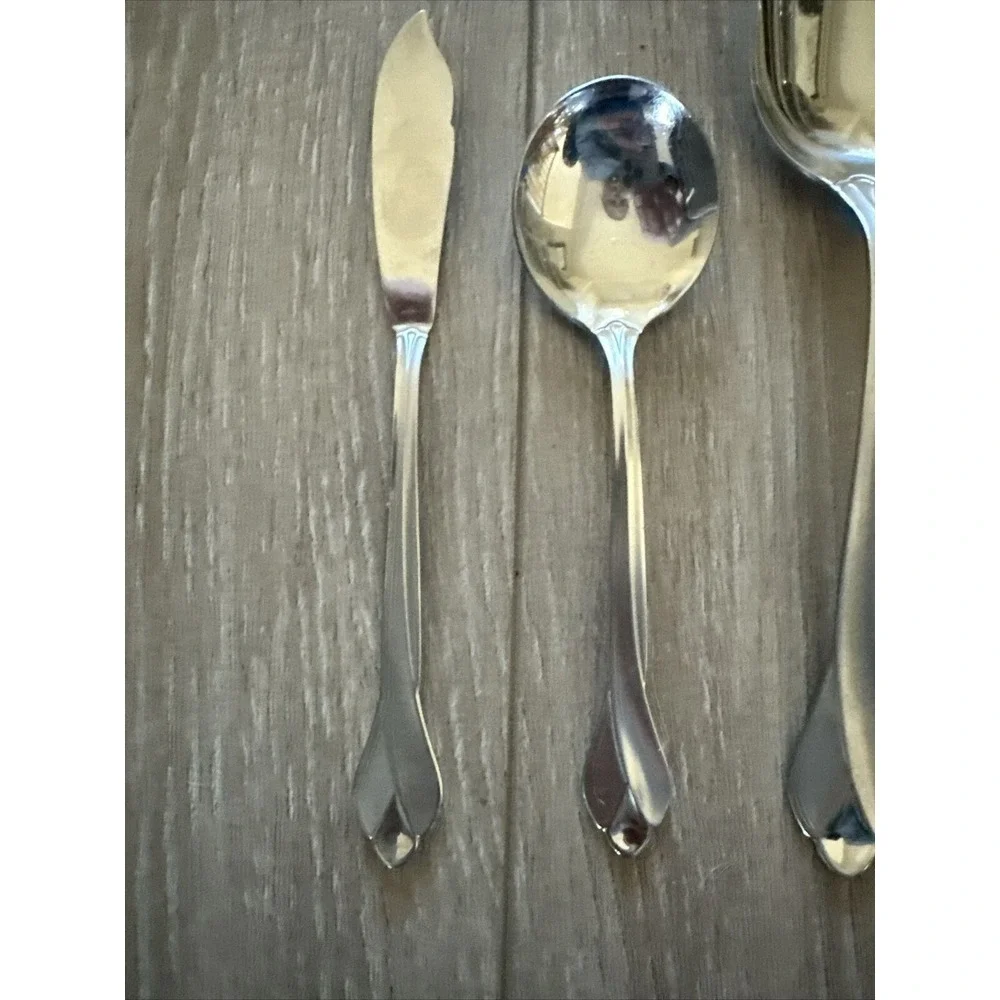5 PCs Oneida TRIBECA Serving Set Spoons Fork Butter‎ Spreader Satin Stainless